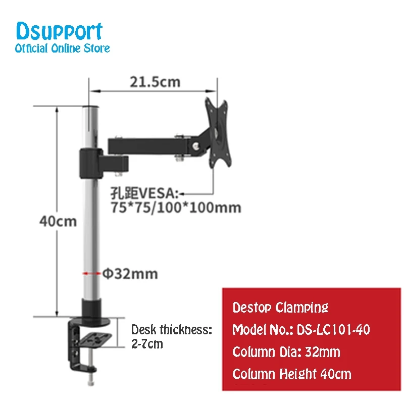 LC101/40 полное движение 1"-24" ЖК-экран Настольный держатель монитора из нержавеющей стали поворотный подъемный стол зажимное крепление