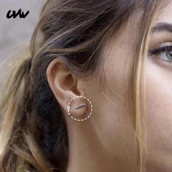 

UVW301 2pc Trendy Surgical Steel Minimalist Ear Stud Earrings Bar Stick Boho Piercing Earrings for Women Men Pendientes Brincos