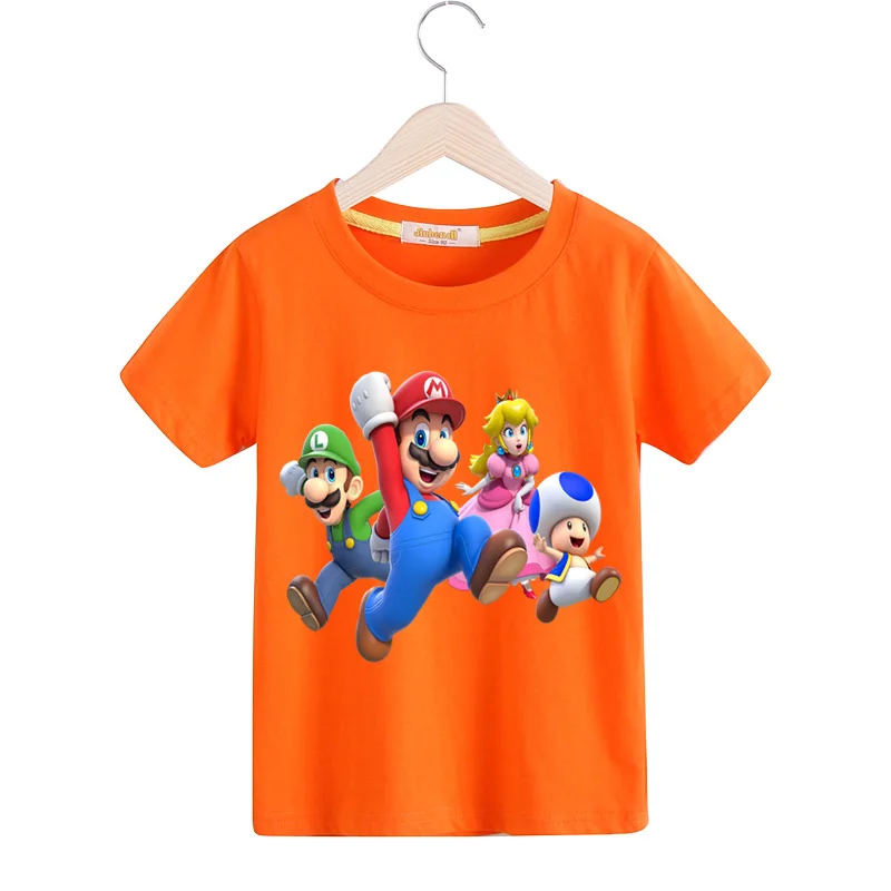 Boys Girls Child Cartoon Mario T-shirts Summer Short Sleeve Tees Top Costume Kids 100%Cotton T Shirt Baby Tshirts Clothes TX150 (1)