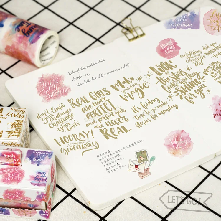 

Gift Sentences Masking Tape Watercolor 9cm Wide Washi Tape Planner Stickers Christmas Gifts Packing Tape Diy Tools Stationery