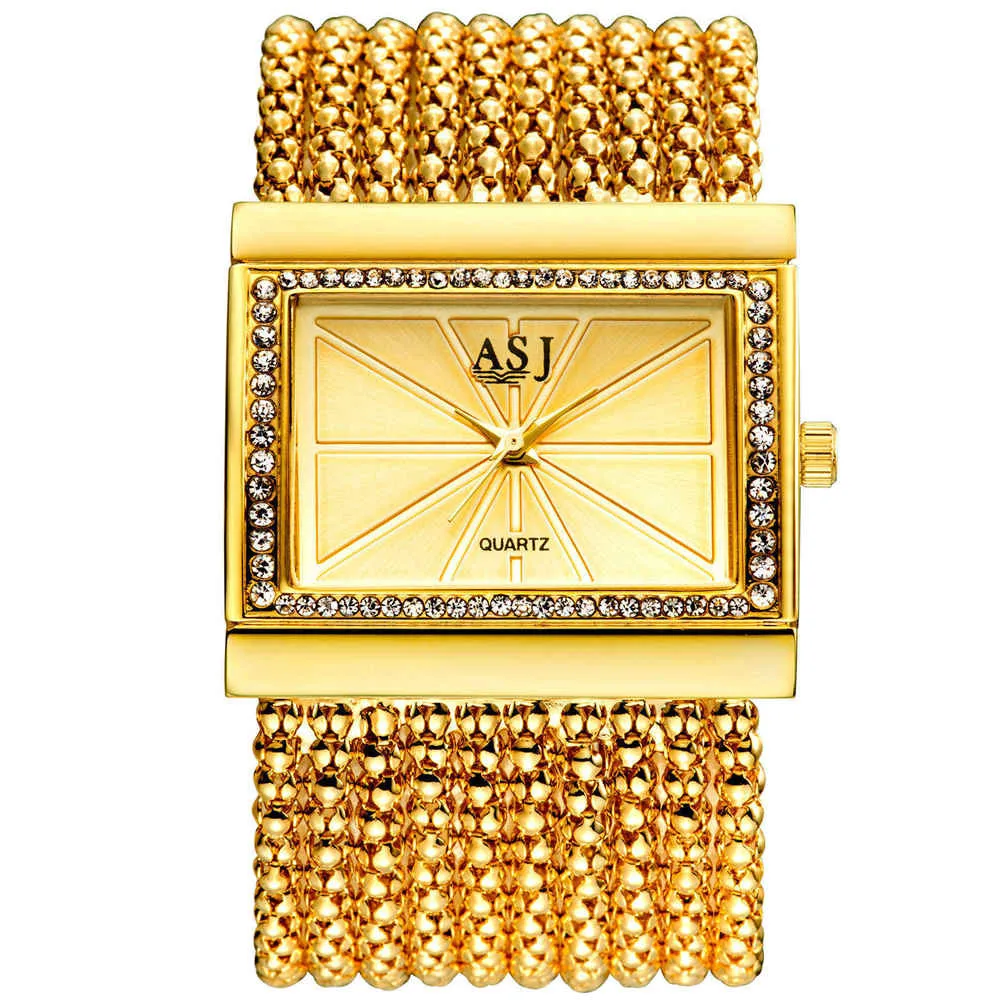

ASJ Brand Lady Bracelet Watches Women Luxury Fashion Casual Wristwatch Clock Dress Quartz Wrist watch Gold Relogio Feminino