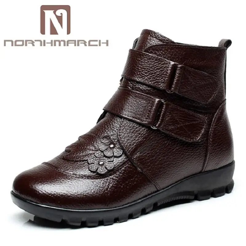 

NORTHMARCH Winter Genuine Leather Shoes High Quality Ladies Ankle Boots Women Warm Waterproof Boots Women Zapatos Mujer Invierno