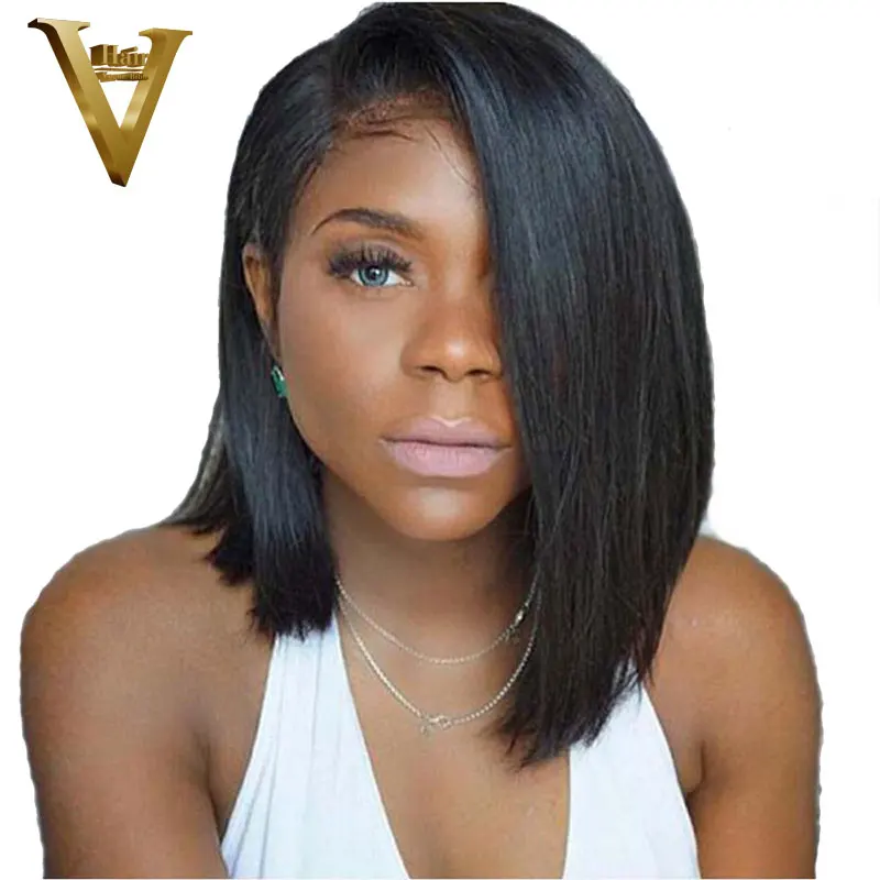 Side Part 13*6 Long Deep Parting Straight Short Human Hair Bob Wigs Can