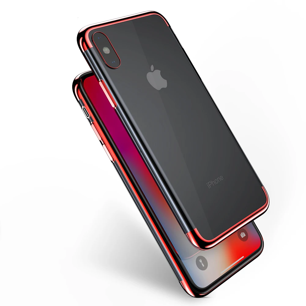 

For iPhone Xs Max Case Cover Transparent Soft Silicone Silm Plating TPU Back Cover For Apple iPhoneX Xr Xs Cases Phone Coque