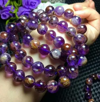 

Fine jewelry Natural Purple Crystal Bracelet Amethyst Quartz 10mm AAA free shipping