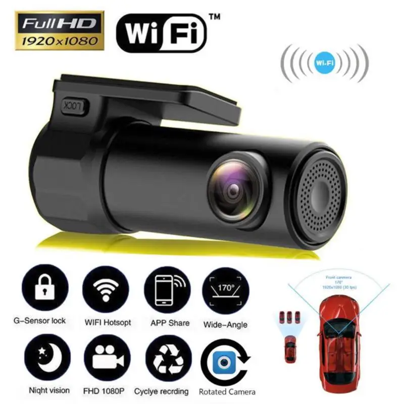 Dropship 1080P WiFi Dash Cam Recorder 170° HD Seamless Recording