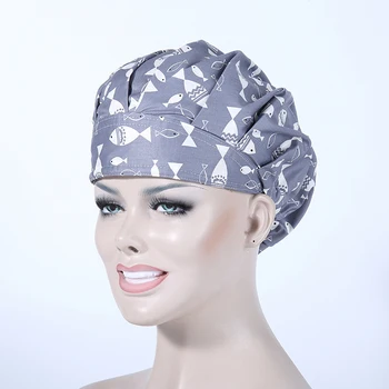 

Medical Uniforms 2017 New Surgical Caps Women ,doctor And Nurse Long Hair Medical Fish Print Cotton Caps,doctor Lab Hat 2017011