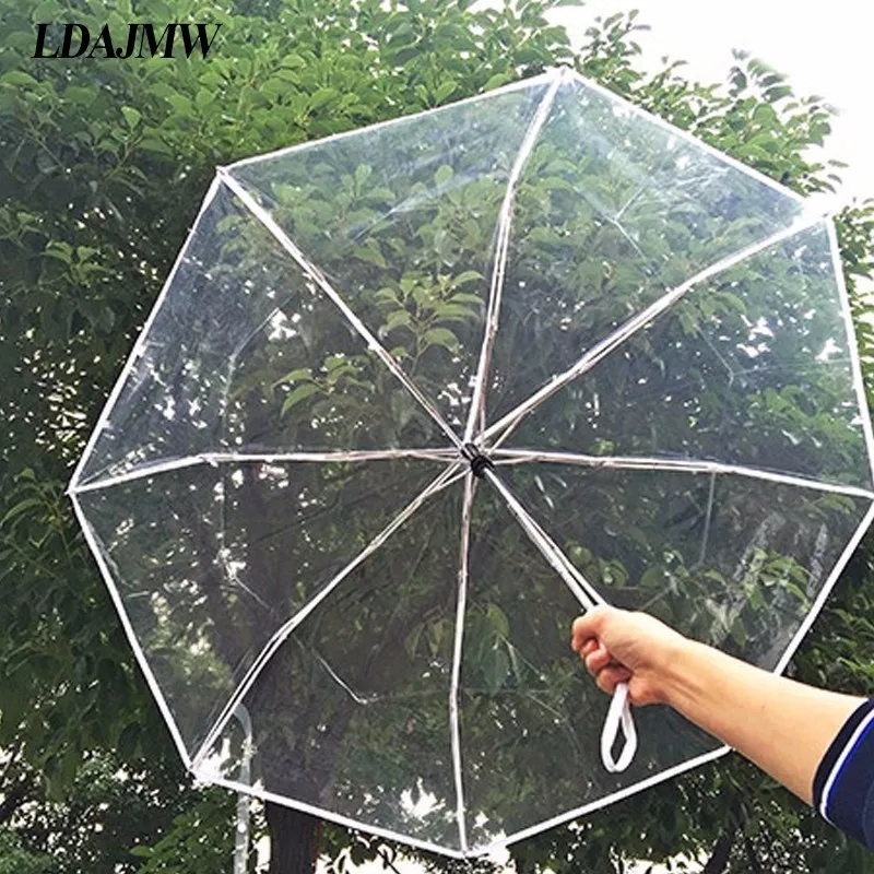 

Transparent Paraguas Automatic Umbrella Rain Women Men Sun Rain Auto Compact Folding Windproof Sunshade tri-fold Clear umbrella