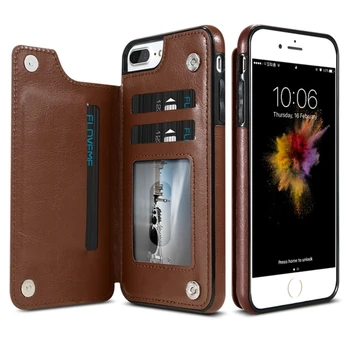 

FLOVEME for iPhone 8 Plus & 7 Plus Crazy Horse Texture Horizontal Flip Leather Protective Case with Card Slots & Holder