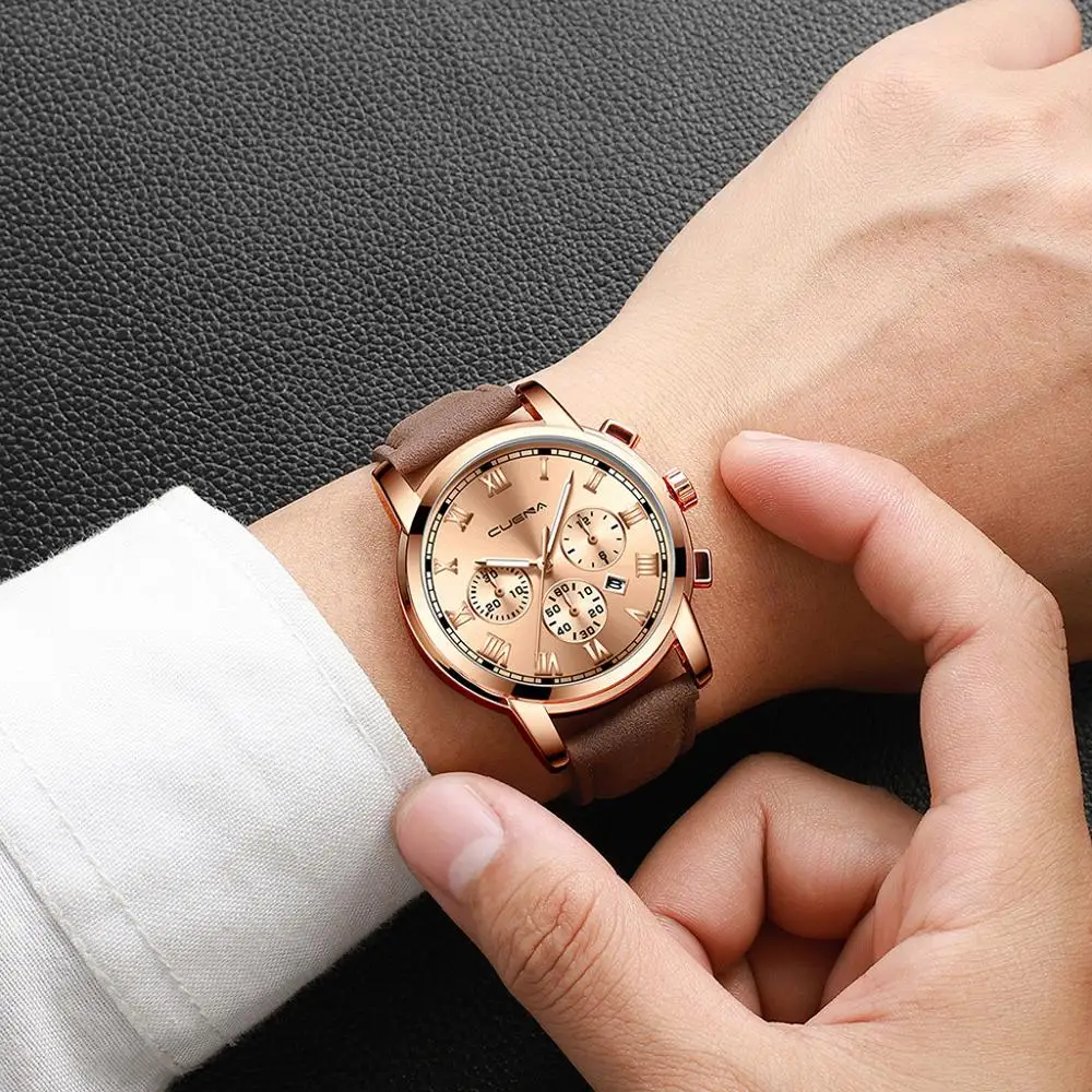 

2019 New Fashion Mens Watches Top Brand Luxury Big Dial Military Quartz Watch Leather Band Sport Chronograph Watch Gift Dress M4