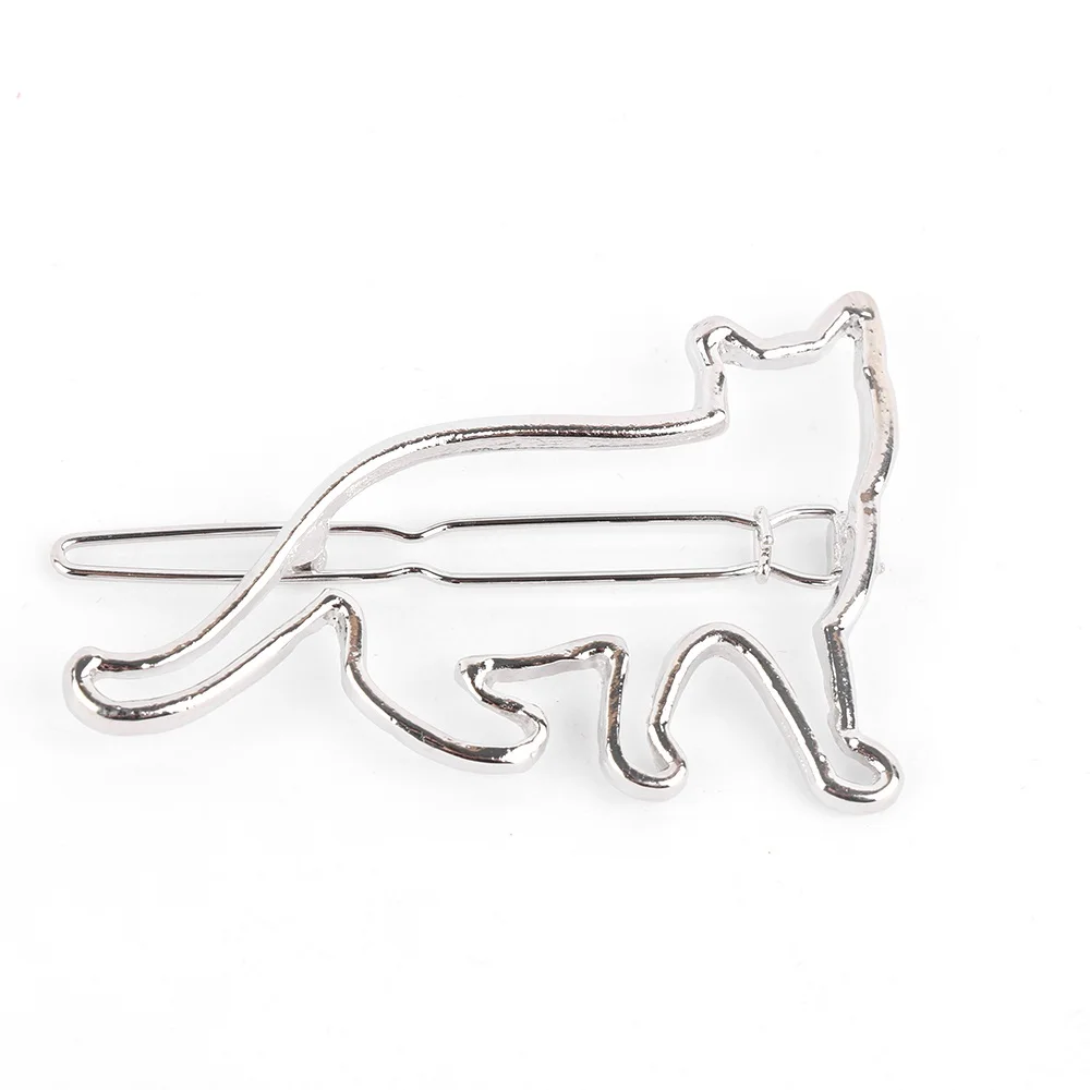 Silver Cat 1 шт. Женский Золотой/Серебряный лист/Кот/алмазное перо заколка для волос Инструменты для укладки волос орнамент аксессуары - Цвет: Silver Cat