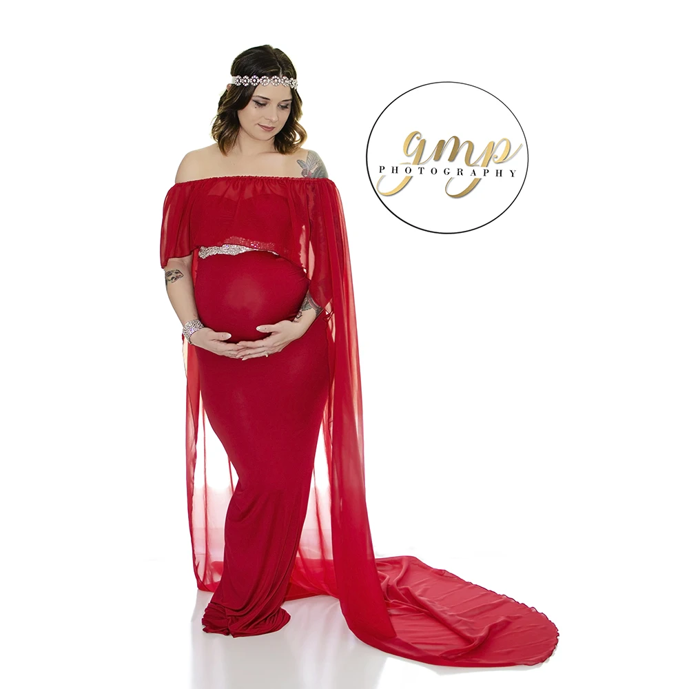 Новинка; платье для беременных; длинное шифоновое платье-накидка для беременных с вырезом лодочкой; шифоновая накидка для беременных; платье с длинным шлейфом для малышей