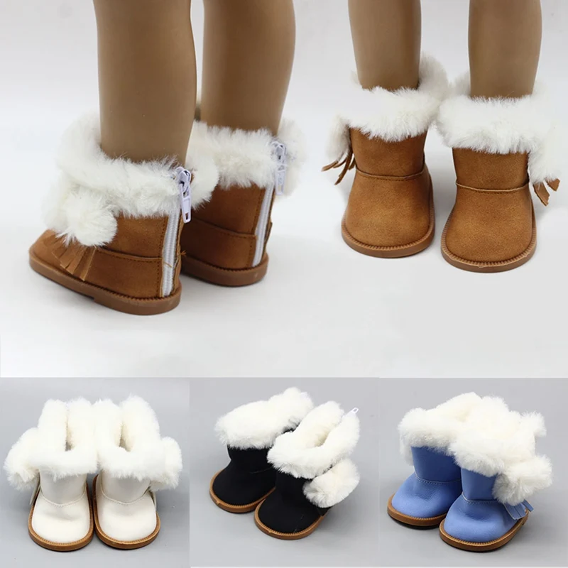 1 Pair doll winter brown boots shoes for 43cm doll and 18 inch dolls gift FN
