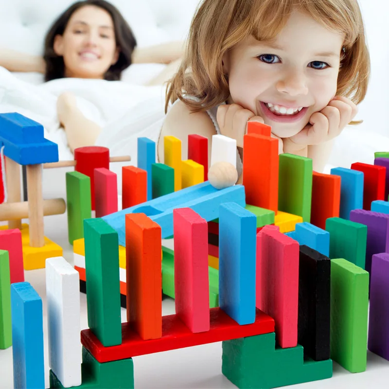 

Wooden Domino Blocks Domino Scene 120pcs/Set 12 Colors Domino Game Wooden Educational Toys For Kids