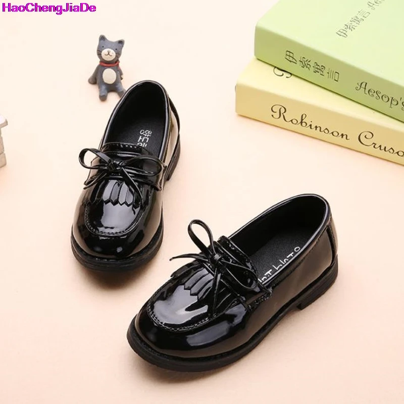 Najtaniej HaoChengJiaDe nowe dzieci skórzane buty ślubne buty dla dziewczynek marki dzieci czarne buty ślubne chłopcy formalne trampki na koturnie płaskie