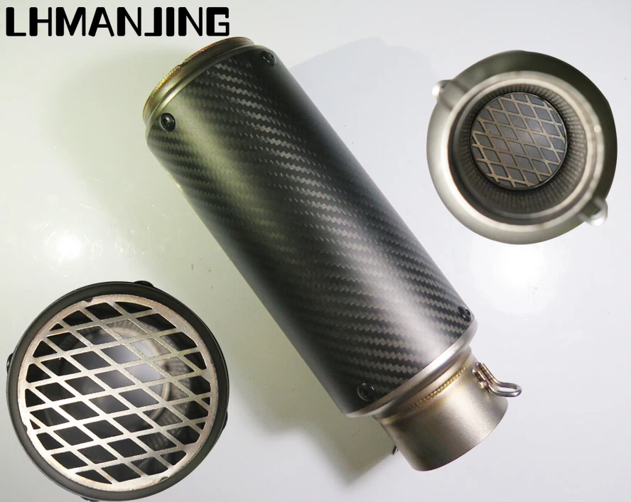 Real Carbon Motorcycle Exhaust Muffler Inside Diameter 61MM Item weight 0.64KG For Most