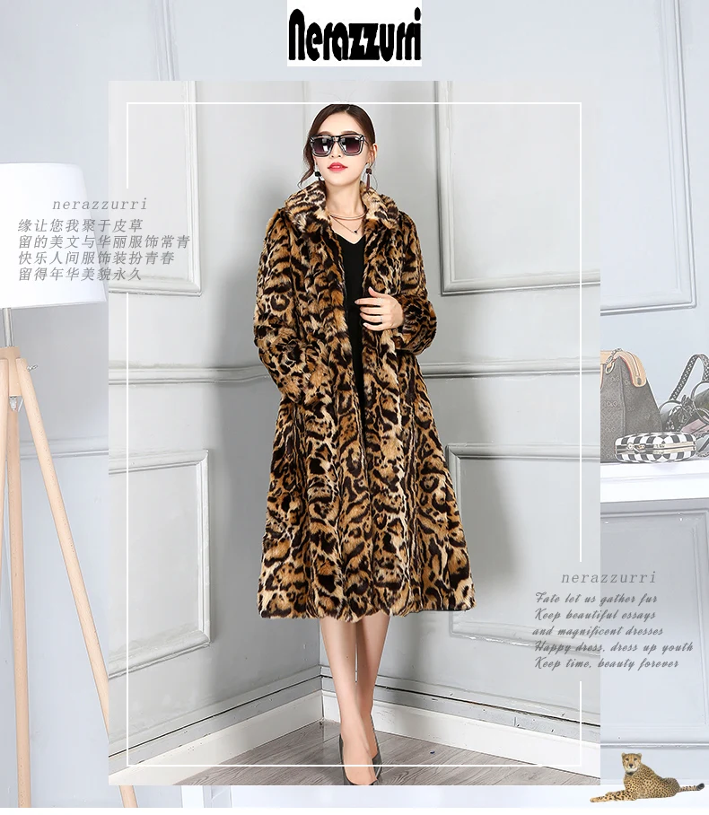 Зимнее пальто Nerazzurri из искусственного меха с леопардовым принтом, плиссированная волнистая юбка, новинка, модное женское пальто с длинным рукавом размера плюс 5XL