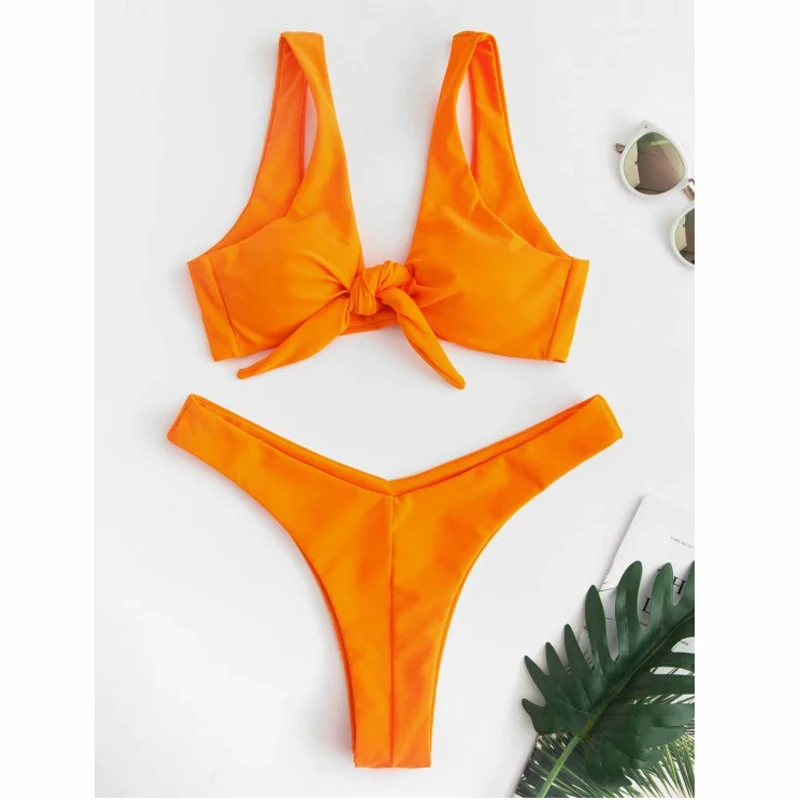 

Vertvie Sexy Low Cut Swimwear Women Cute Bow Brazilian Bikini 2019 Summer Beachwear Solid Bathing Suit Female Two Pieces Biquini