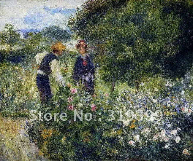 

Oil Painting Reproduction on linen canvas,picking flowers by pierre auguste renoir,Free DHL Shipping,handmade,Museum quality