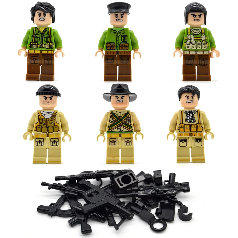 

6pcs/set Army Soldiers Special Forces Model Building Blocks Bricks Boys Friends with Weapons Construction Kids Gift Toys