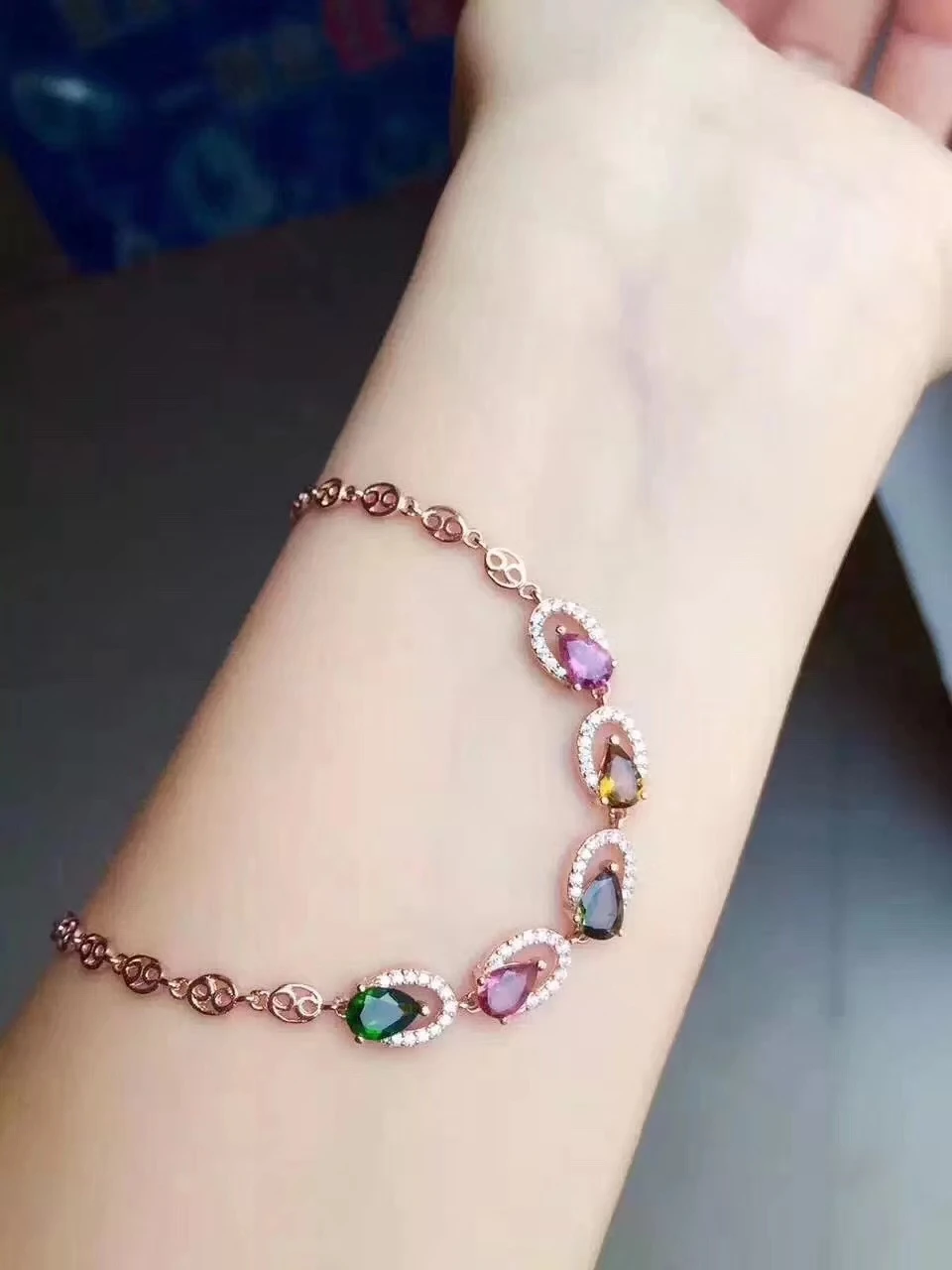 Natural tourmaline Fashion Water drops Bracelet Natural gemstone