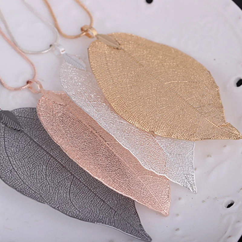 Fashion Jewelry New Sweater Coat Necklace For Women Necklaces Pendants Sweater Chain Big Leaves Pendant Statement Jewelry Gift