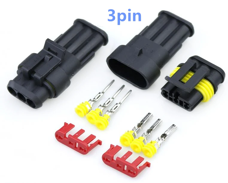 

1 Set 3 Pin Male & Female 3 Pin Way Waterproof Electrical Wire Connector Plug