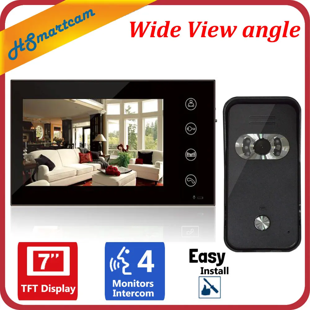 

New 7 inch Video Doorbell Door Intercom System Wide View angle Night Vision Camras Door bell Intercom Doorphone Home Security