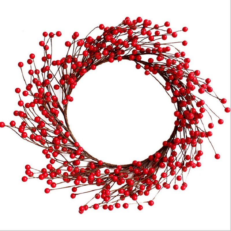 

Handmade 40/50cm Christmas Wreath Door Decoration Artificial Foam Berry Wreath Cone Pendant Wall Decor Wreath Home Decor