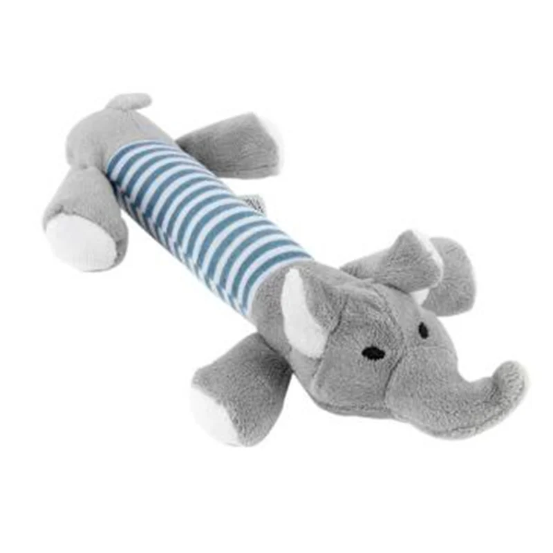 Новая собака игрушки для щенка, домашних животных жевательные плюшевые игрушки звук утка свинья игрушечный слон 3 вида конструкций игрушка 30% скидка - Цвет: C gray elephant