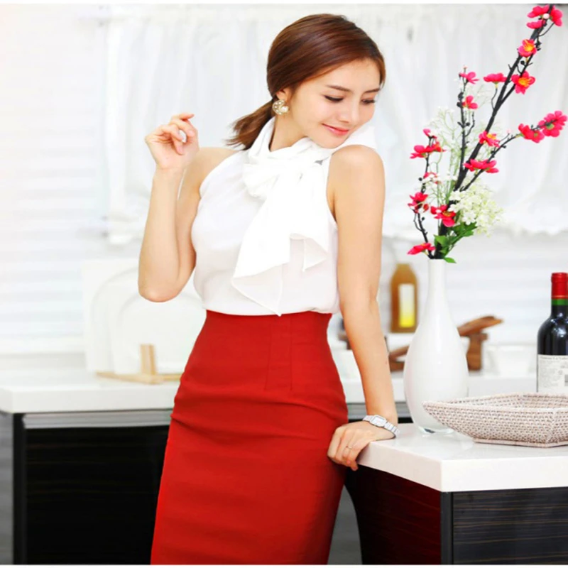 

6 Colors OL Women Retro Slim Fitted Knee Length Fitted Business Bodycon Career High Waist Straight Pencil Skirts Drop Shipping