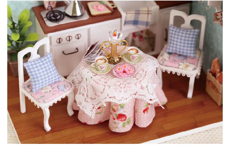Кукольный домик ручной работы деревянная мебель Miniatura 3D миниатюрный кукольный домик игрушки для возлюбленной подарки для валентинки-счастливая кухня