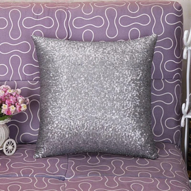 

40x40 Solid Glitter Sequins Bling Waist Cushion Cover Pillow Case Home Car Decor