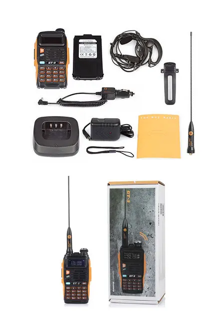 2 шт Baofeng GT-3TP MarkIII VHF/UHF Двухдиапазонная FM Ham рация двухсторонняя радиоприемопередатчик с динамиком Кабель для программирования