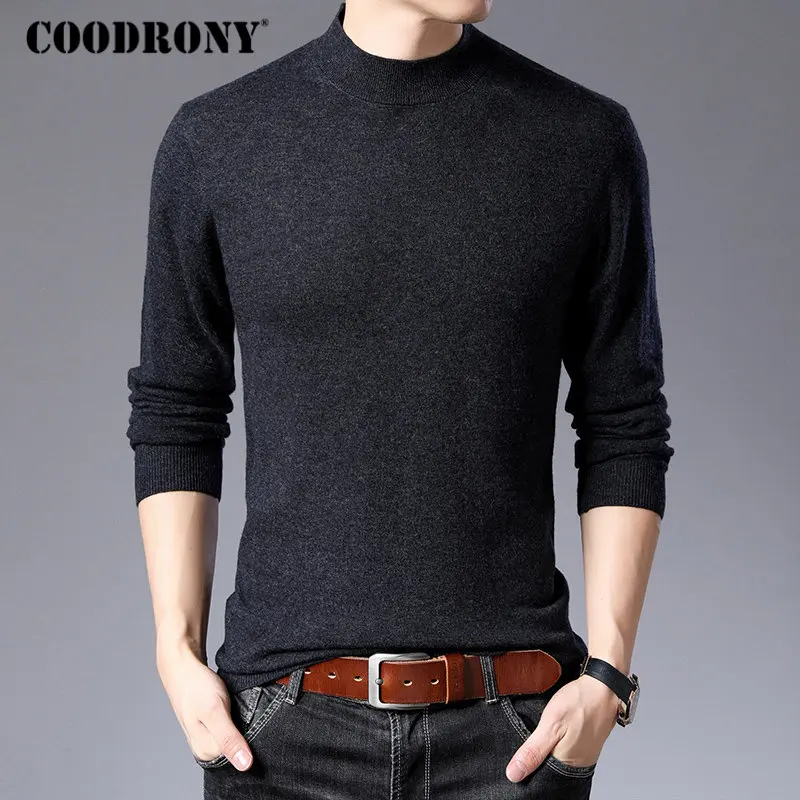 COODRONY Brand Sweater Men Casual Turtleneck Pull Homme Merino Wool Sweaters Autumn Winter Soft Warm Cashmere Pullover Men 93011 - Цвет: Темно-серый