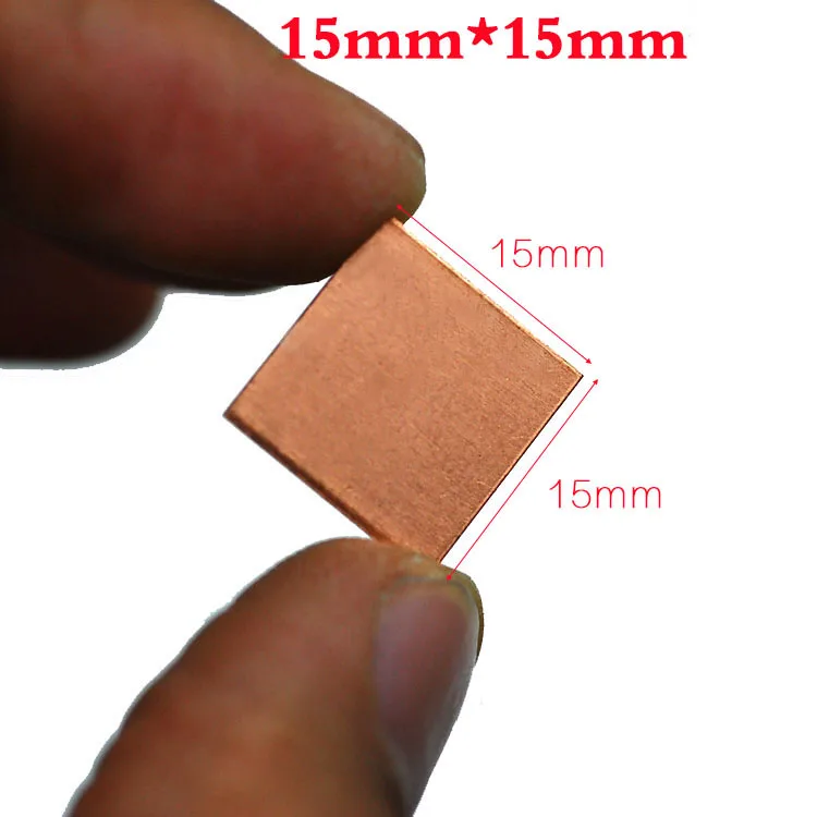 FEORLO 20pcs/lot 15mmx15mm 0.1mm 0.2mm 0.3mm 0.5mm 0.6mm 0.8mm 1.5mm Heatsink Copper Shim Thermal Pads for Laptop GPU VAG PAD