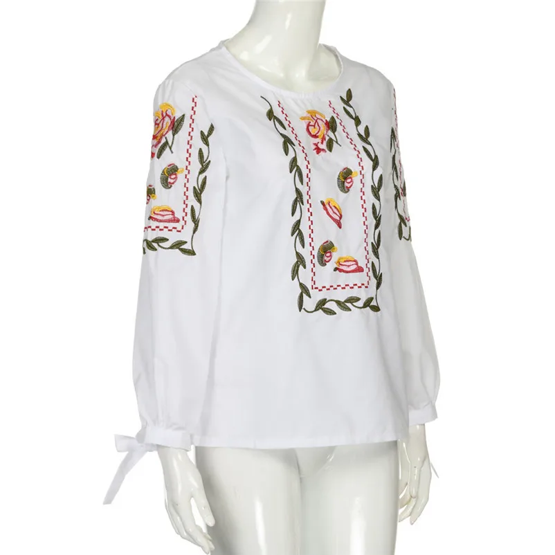 CHAMSGEND Мода Стиль 2018 blusas feminina блузка Для женщин цветочный цветок вышивка бантом