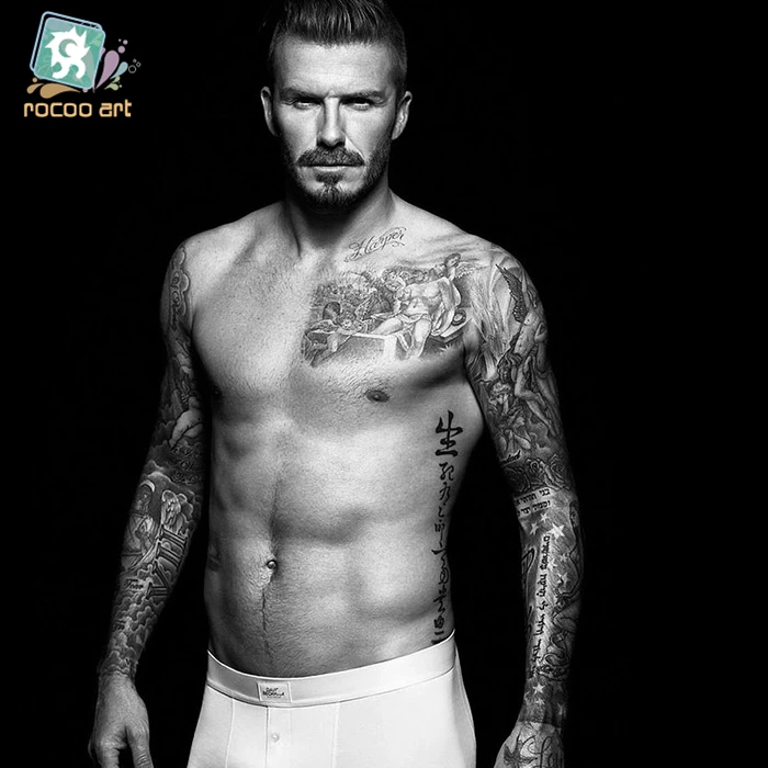 

HC-24/Fashion Waterproof Fake Tattoo Stickers Beckham Same Paragraph Chinese Words Water Transfer Temporary Cool Tattoos Men