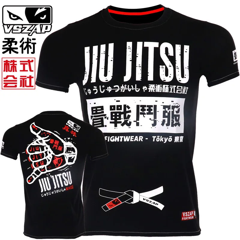 Skup VSZAP jiu jitsu Muay Thai T Shirt mężczyźni Homme boks MMA T Shirt siłownia koszulka walki walki sztuki walki trening fitness