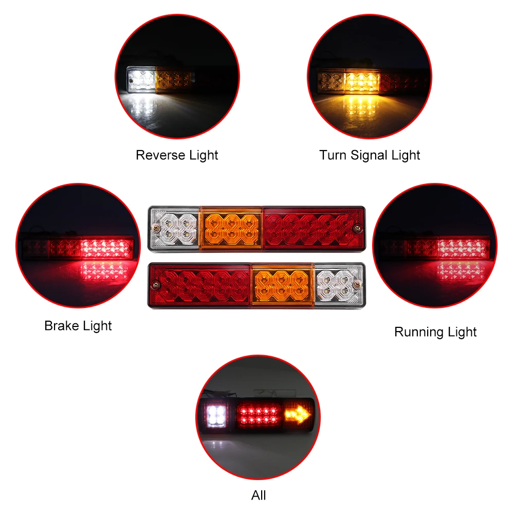 BORUiT 12 V водонепроницаемый 20 светодиодный вездеход, грузовик с прицепом Задний габаритный фонарь для яхты Задний габаритный фонарь автомобиля Реверсивный ходовой тормоз поворотные сигнальные огни