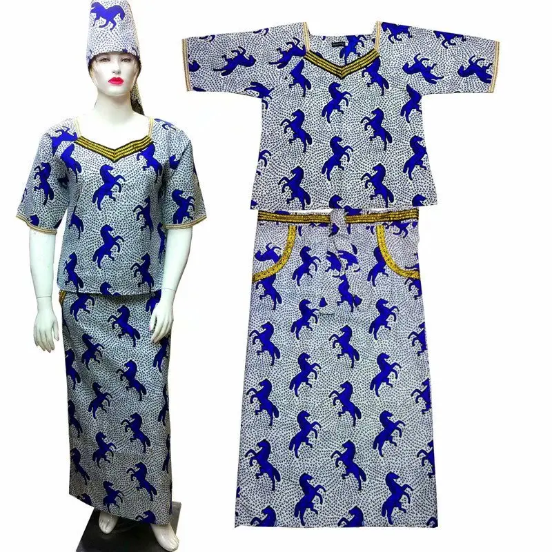 

Fashion African Dresses Women Skirt Dress Traditional African Prints Wax Dress Nigerian Cotton Lady Dress Plus Size XL-3XL 1719