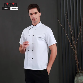 

2019 New Unisex Kitchen Cooker Chef Uniforms Food Service Short Sleeve Chef Uniforms Chef Jacket Work Wear Uniform Clothing