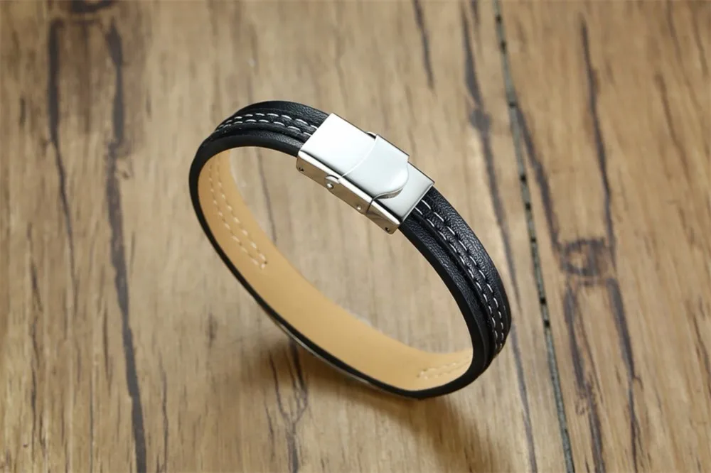 Персонализированный классический кожаный Медицинский ID браслет