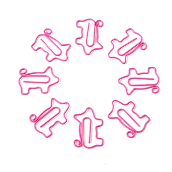 

FangNymph 10PCS/Pack Creative Pink Small Pig Shape Bookmarks Metal Material Paper Clip Office Supplies Stationery Paper Clip