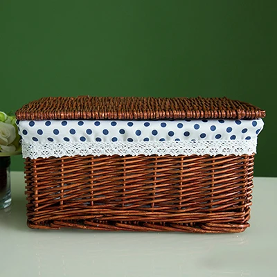 Креативная бамбуковая плетеная корзина для хранения одежды игрушка книга коробка для хранения мелочей Плетеный материал Домашний Органайзер Размер опционально-66820 - Цвет: brown dot