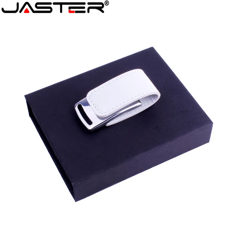 

JASTER New Customized Logo White Leather USB 2.0 Flash Drive Wedding Gift with Box Packings