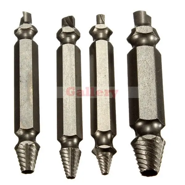 4pcs Screw Extractor Drill Bits Guide Set Broken Damaged Bolt Remover