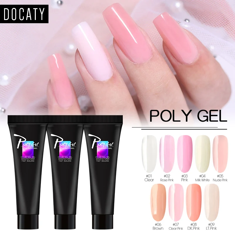 

Docaty 11g 9 Colors Nail Art Poly Gel Finger Extension Quick Clear Pink Polygel Building Extend UV Gel Polish Builder Manicure