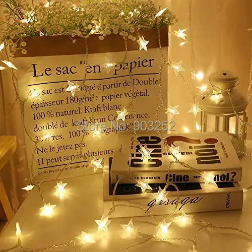 Москитная сетка Звездные гирлянды, работающие от батареек, с 50 светодиодный для спальни, занавески для свадьбы, дня рождения, праздничные комнаты, теплый белый