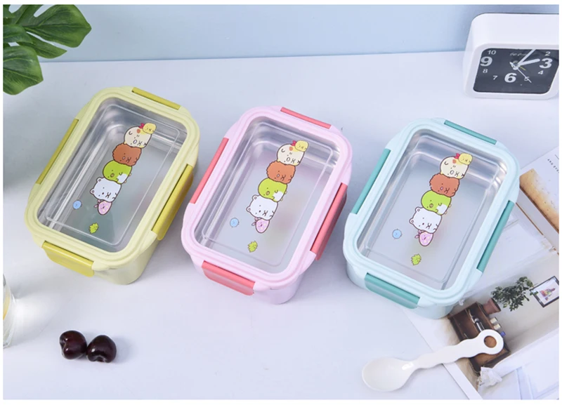 TUUTH Cartoon Lunch Box  Stainless Steel Double Layer Food Container Portable for Kids Kids Picnic School Bento Box B4